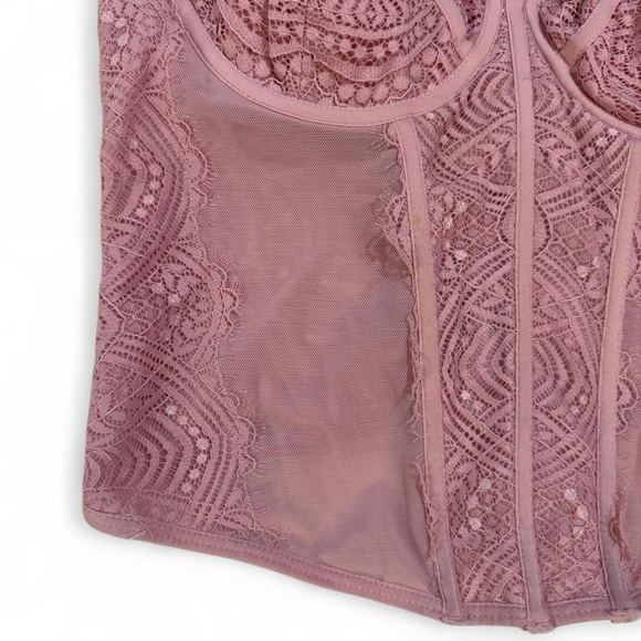 Pink Lace Strapless Corset Top - Picture 3 of 5